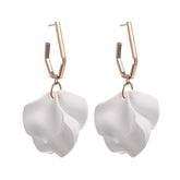 Petunia Gold Hoop with White Petal Shaped Dangles